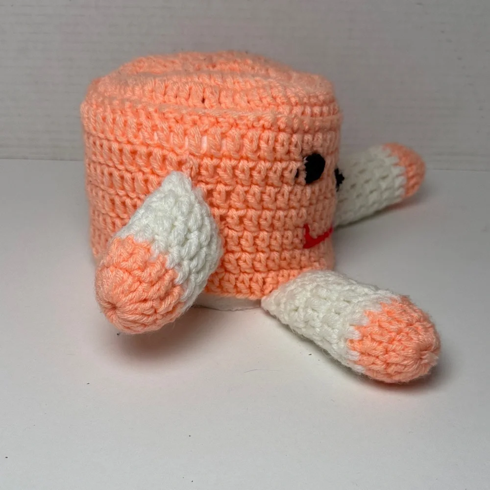 Toilet Paper Cozy - Crochet Plush Toy - Pink White Kitsch Decor Collectable‎